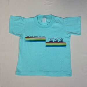 RARE Vintage Tee TShirt Hilton Head Island Child 4 Rainbow 80s 90 Y2K Top Unisex